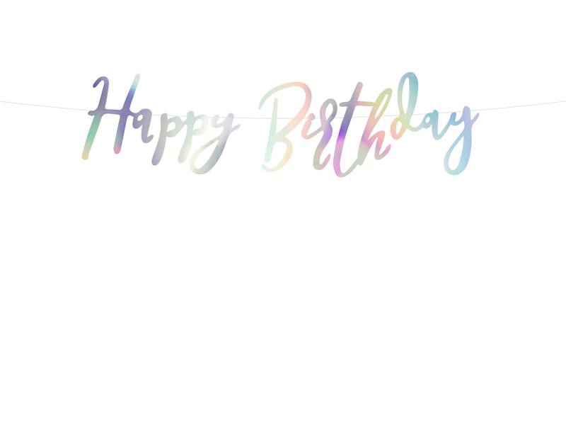 Baner HAPPY BIRTHDAY opalizujący 16,5x62 cm GRL75-017