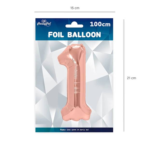 Balon foliowy cyfra 1 różowe złoto 100cm 450023