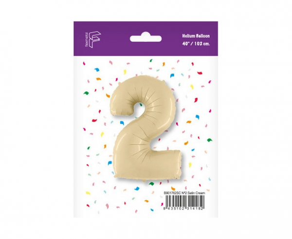 Balon foliowy cyfra 2 kremowy 102cm 