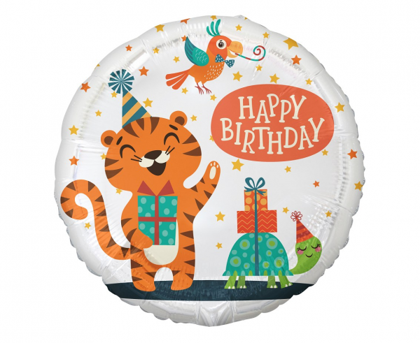 Balon foliowy Happy Birthday tygrysek 