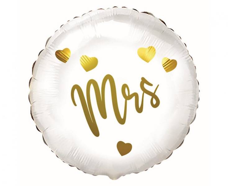 Balon foliowy okrągły MRS biały 45cm ślub