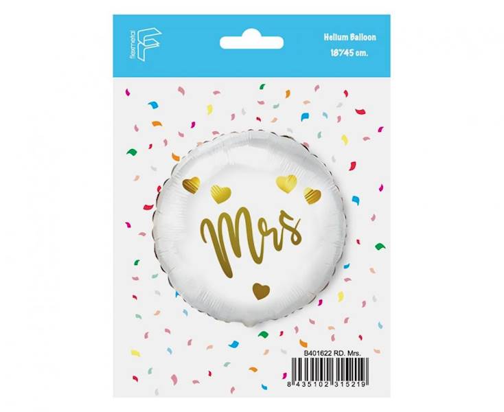 Balon foliowy okrągły MRS biały 45cm ślub