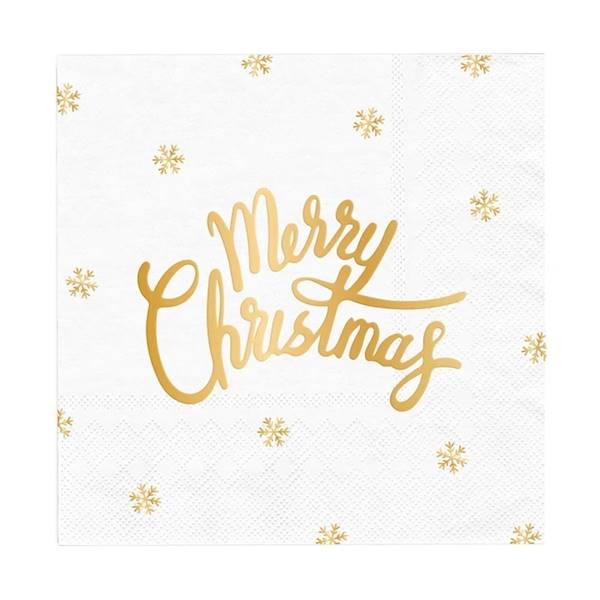 Serwetki Merry Christmas biało - złote 512630