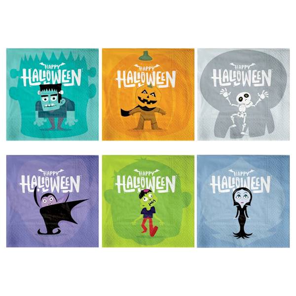 Serwetki Halloween postacie Happy 12szt 33x33cm 129708