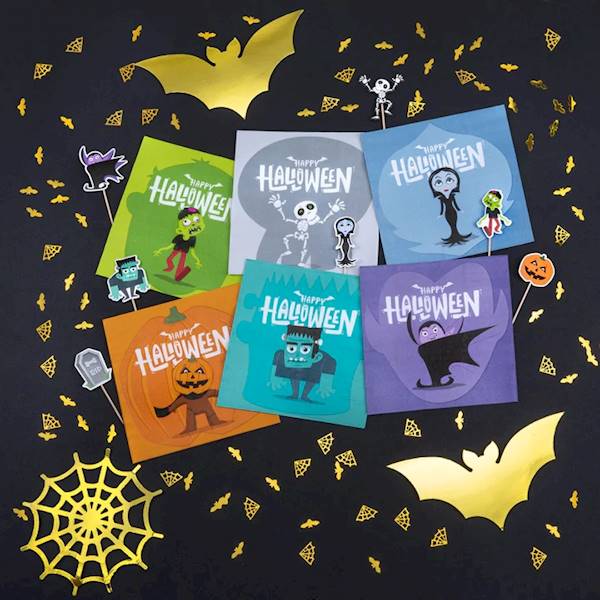 Serwetki Halloween postacie Happy 12szt 33x33cm 129708