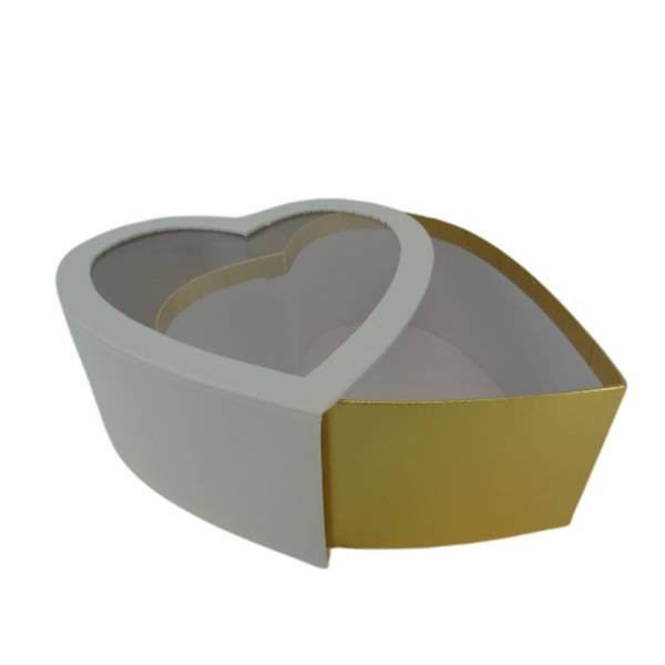 Pudełko flowerbox serce białe ze złotym W2369
