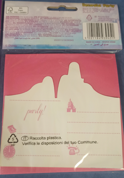 Zaproszenia Księżniczki Disney 6szt z kopertami