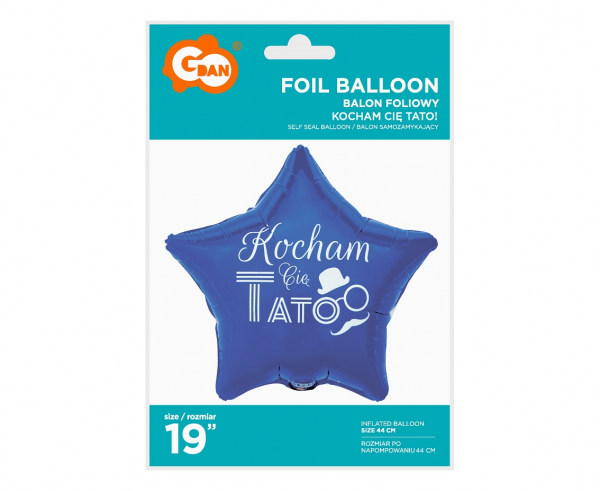 Balon foliowy gwiazdka granatowa Kocham Cię Tato 44cm