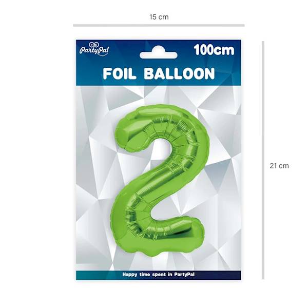 Balon foliowy cyfra 2 zielona 100cm 128558