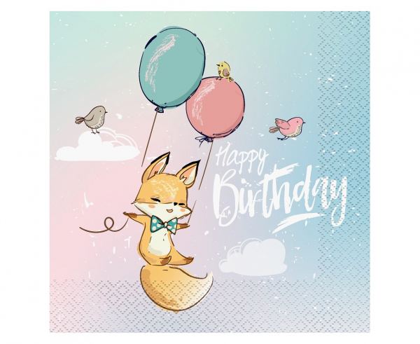 Serwetki Happy Birthday Lisek 33x33cm 20szt