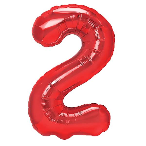 Balon foliowy cyfra 2 czerwona 100cm 450293