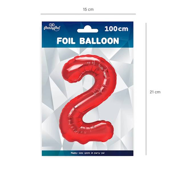 Balon foliowy cyfra 2 czerwona 100cm 450293