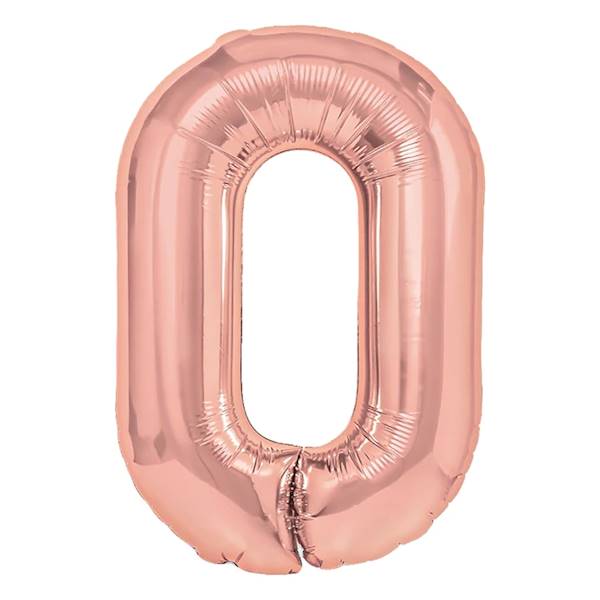 Balon foliowy cyfra 0 różowe złoto 100cm 450022