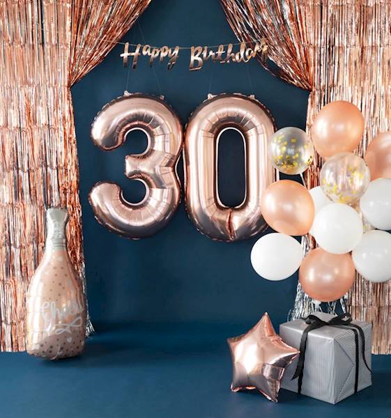 Balon foliowy cyfra 0 różowe złoto 100cm 450022