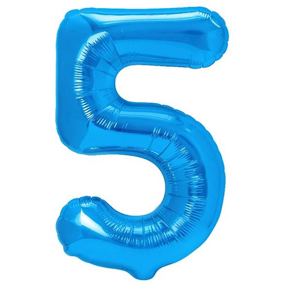 Balon foliowy cyfra 5 niebieska 100cm 450285