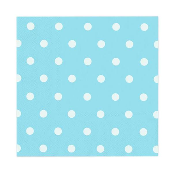 Serwetki niebieskie w kropki 33x33cm 20szt  027070