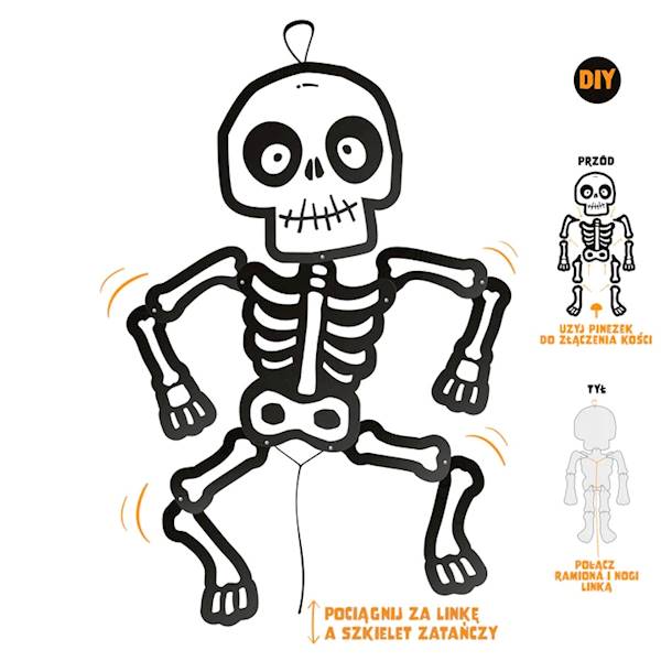 Szkielet ozdoba wisząca tekturowa 85cm do złożenia Halloween 129739