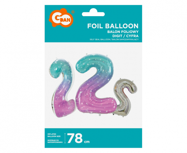 Balon foliowy cyfra 2 kosmos 78cm BC-HKS2