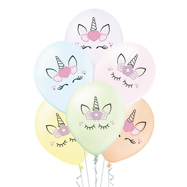 Balony lateksowe 12" Jednorożec 6 szt 400827