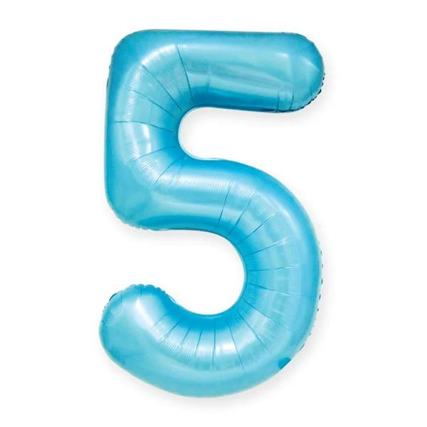 Balon foliowy cyfra 5 jasno niebieska 100cm 450047