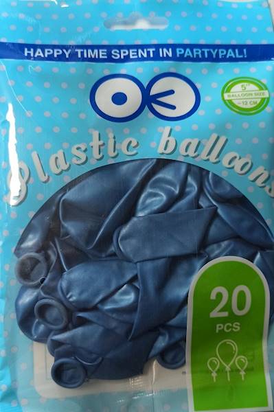 Balony mini lateksowe 5" niebieskie metaliczne 20 szt do girland i pudełek 400793