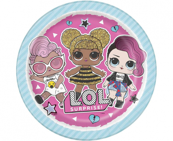 Talerzyki papierowe LOL 21,9 cm 8 szt