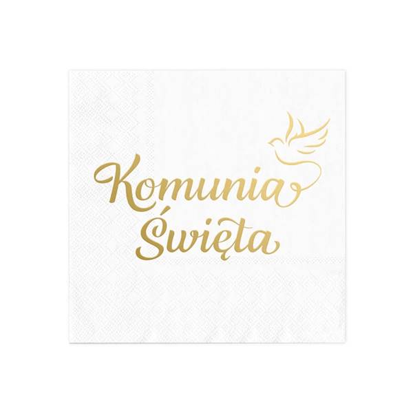 Serwetki Komunia Święta białe złoty napis 10szt 127551
