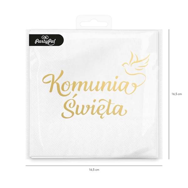 Serwetki Komunia Święta białe złoty napis 10szt 127551