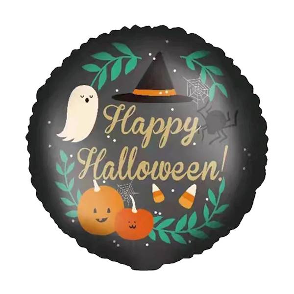 Balon foliowy okrągły czarny Happy Halloween 45cm 460654