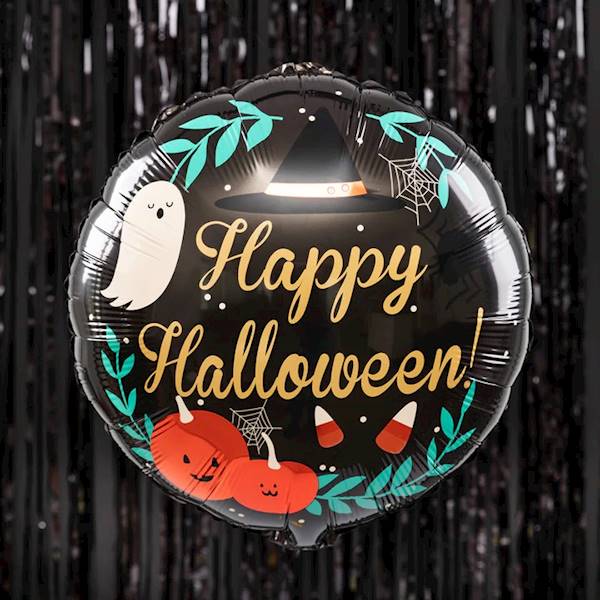 Balon foliowy okrągły czarny Happy Halloween 45cm 460654