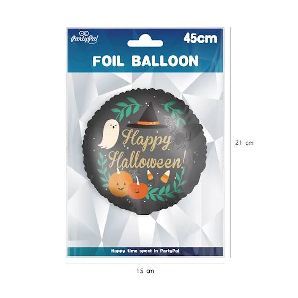 Balon foliowy okrągły czarny Happy Halloween 45cm 460654