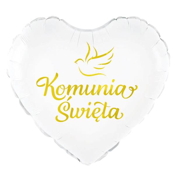 Balon foliowy serce białe Komunia Święta 45cm 127582