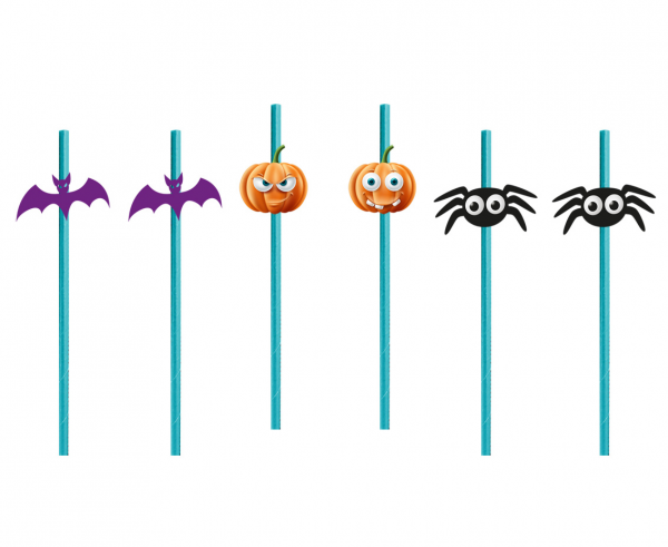 Słomki BOO na Halloween papierowe 6szt 