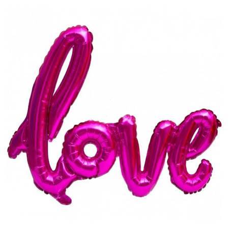 Balon foliowy napis Love różowy 96cm 