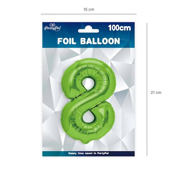 Balon foliowy cyfra 8 zielona 100cm 128619