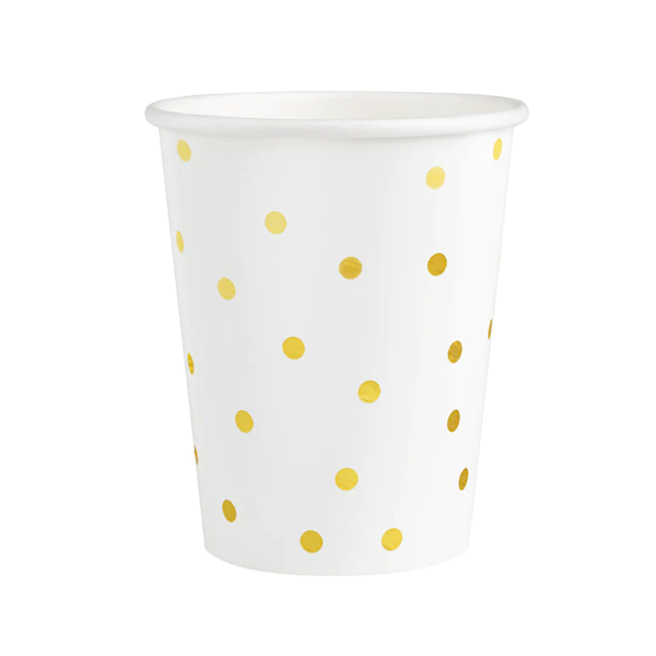Kubeczki białe ze złotym konfetti 510862 6szt 220ml