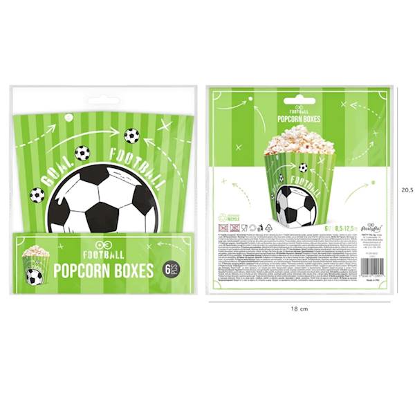 Pudełko na popcorn Football Party Piłka Nożna 6szt 129951