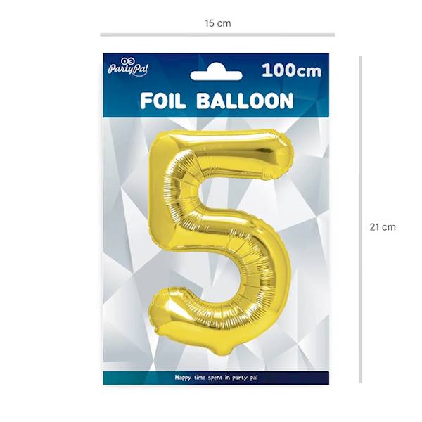 Balon foliowy cyfra 5 złota 100cm 450017