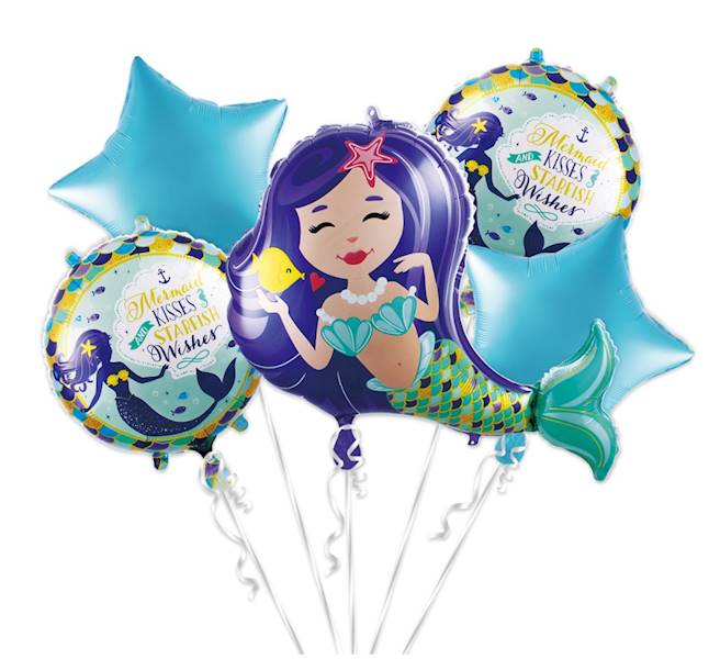 Balon foliowy zestaw syrenka 5szt