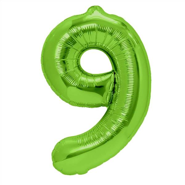 Balon foliowy cyfra 9 zielona 100cm 128626