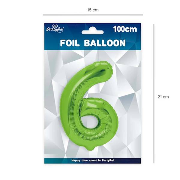 Balon foliowy cyfra 6 zielona 100cm 128596