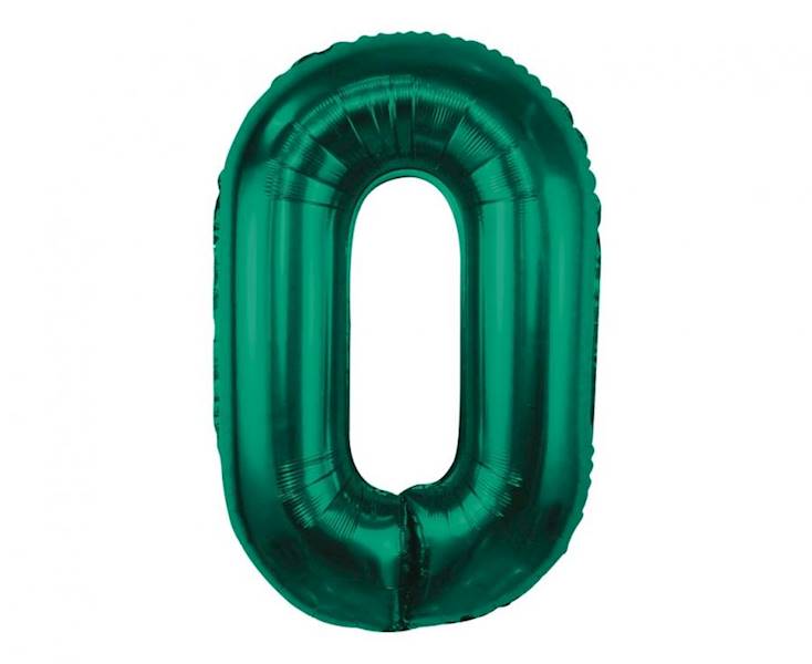 Balon foliowy cyfra 0 zieleń butelkowa 85cm Beauty&Charm
