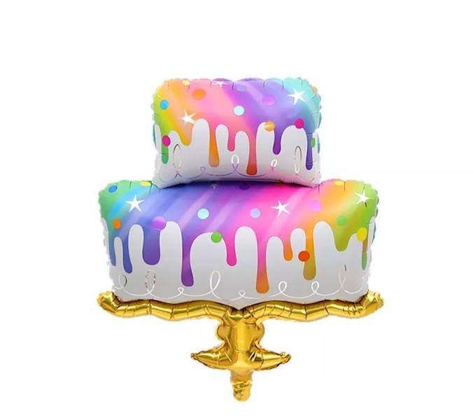 Balon foliowy tort tęczowy 87x60 cm 
