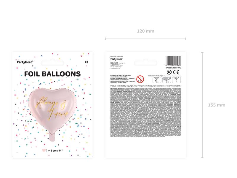 BALON FOLIOWY SERCE ALWAYS & FOREVER 45CM FB57 081J 