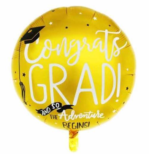 Balon foliowy okrągły Gratulacje 53x63 cm Congrats Grad and The Adventure Begins