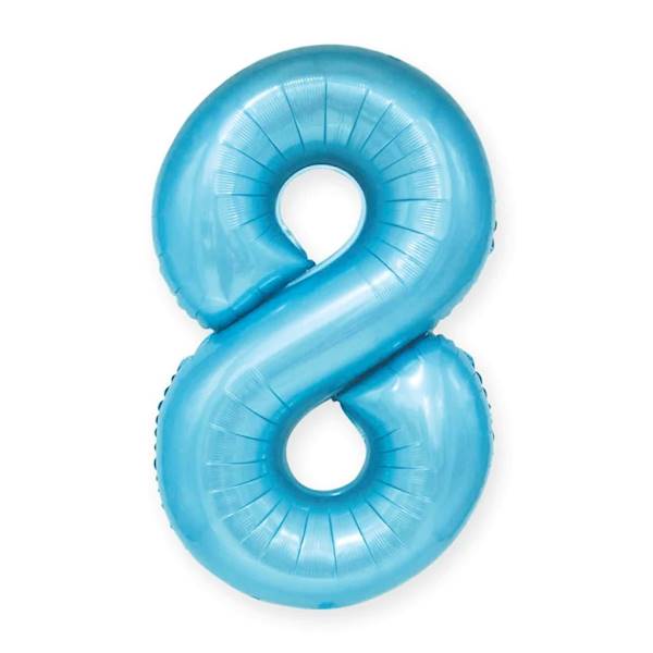 Balon foliowy cyfra 8 jasno niebieska 100cm 450050