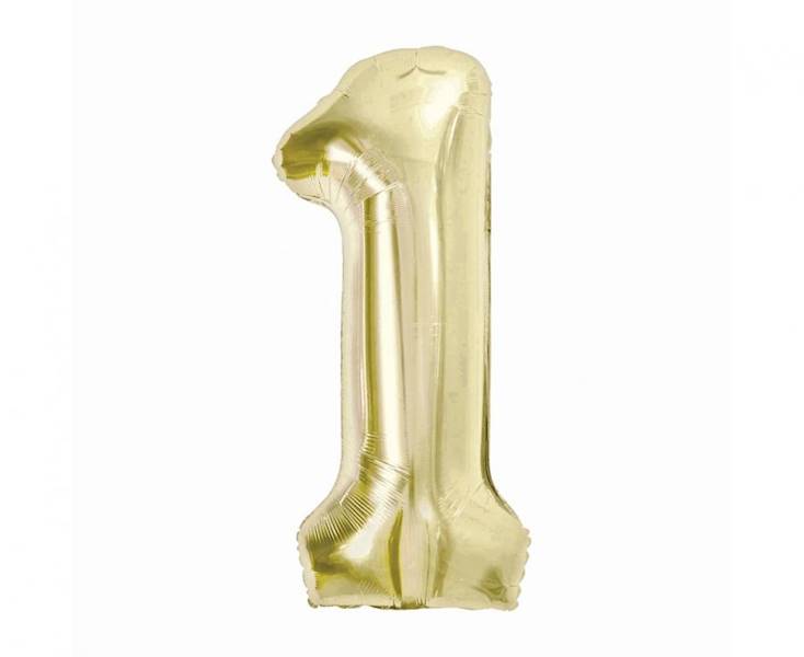 Balon foliowy cyfra 1 złota szampańska 85cm Beauty&Charm