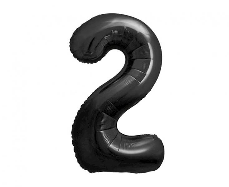 Balon foliowy cyfra 2 czarna matowa 85cm Beauty&Charm