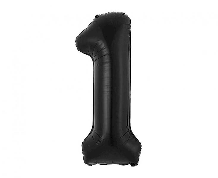 Balon foliowy cyfra 1 czarna matowa 85cm Beauty&Charm