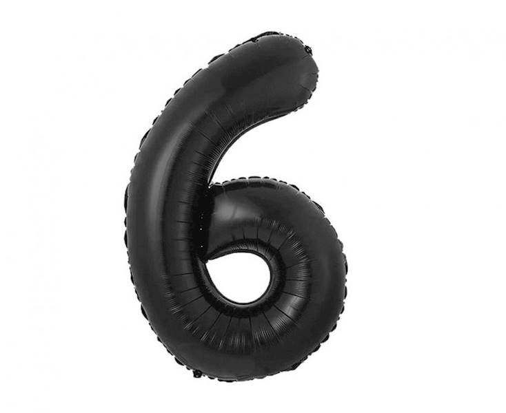 Balon foliowy cyfra 6 czarna matowa 85cm Beauty&Charm